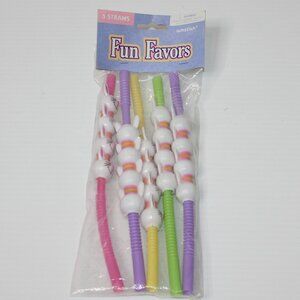 Amscan Fun Favors 5 Easter Bunny Straws NEW in Package
